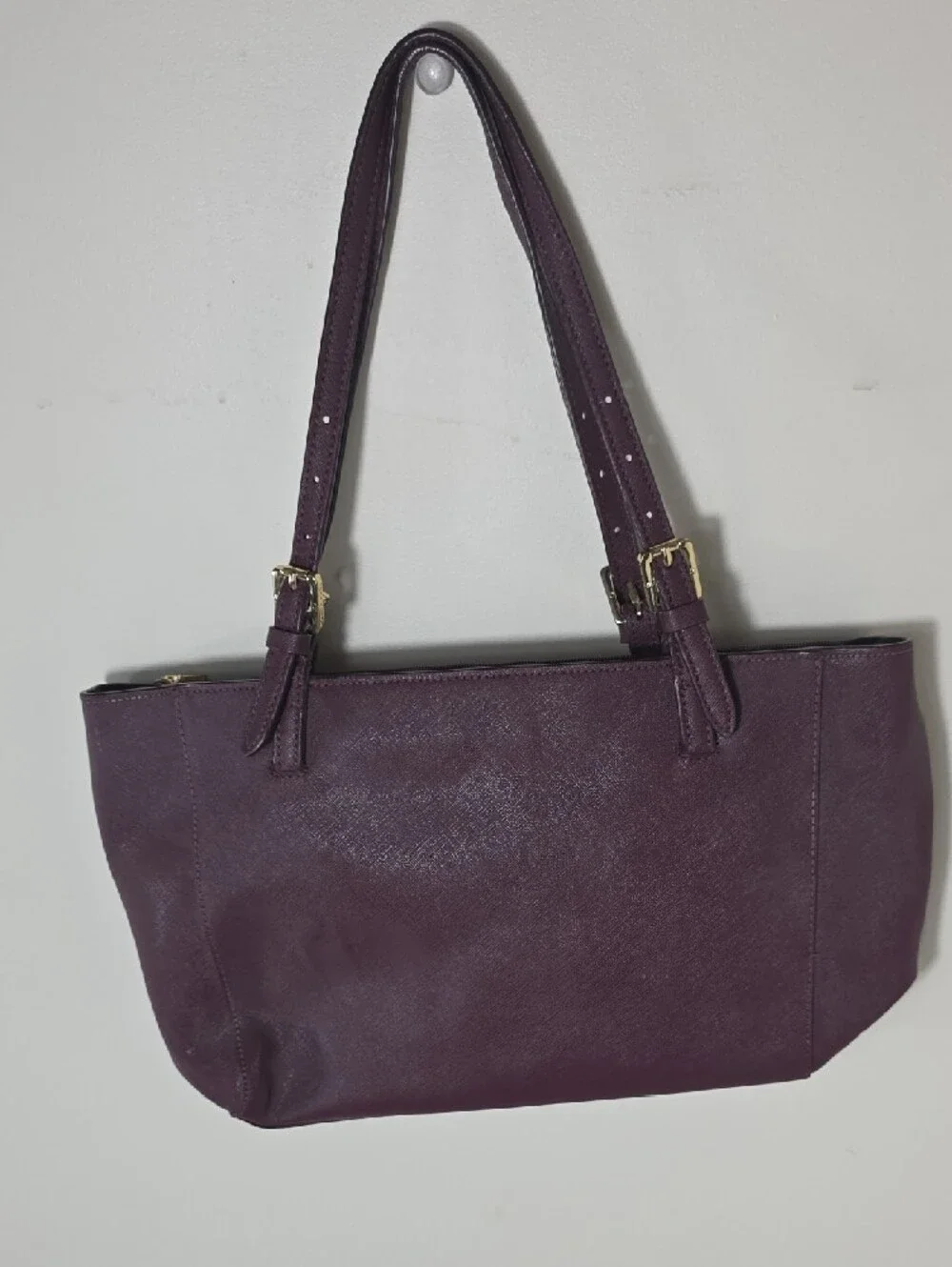 Tory Burch Burgundy Leather Medium York Buckle Tote